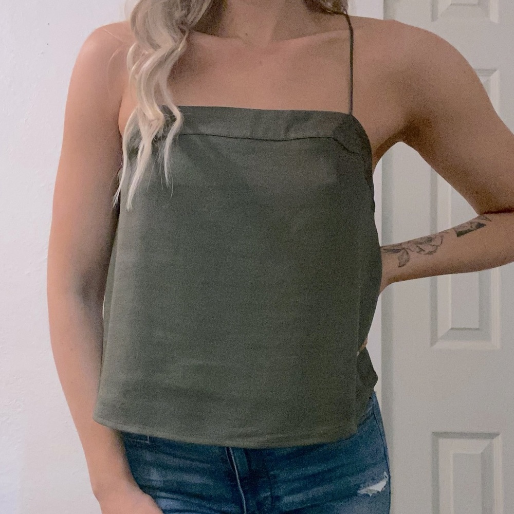 Express olive green flowy tank